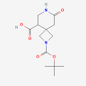 molecular formula C13H20N2O5 B1473799 2-[(Tert-butoxy)carbonyl]-8-oxo-2,7-diazaspiro[3.5]nonane-5-carboxylic acid CAS No. 1357352-68-1