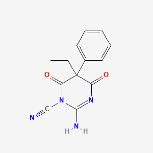 molecular formula C13H12N4O2 B14738033 2-Amino-5-ethyl-4,6-dioxo-5-phenylpyrimidine-1-carbonitrile CAS No. 6622-50-0