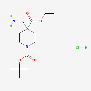 molecular formula C14H27ClN2O4 B1473805 1-tert-Butyl 4-ethyl 4-(aminomethyl)-piperidine-1,4-dicarboxylate hydrochloride CAS No. 1427359-32-7