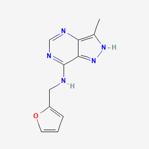 molecular formula C11H11N5O B14738151 N-[(Furan-2-YL)methyl]-3-methyl-2H-pyrazolo[4,3-D]pyrimidin-7-amine CAS No. 5399-97-3