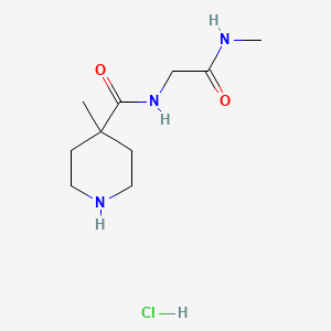 molecular formula C10H20ClN3O2 B1473816 N-methyl-2-[(4-methylpiperidin-4-yl)formamido]acetamide hydrochloride CAS No. 1361118-51-5