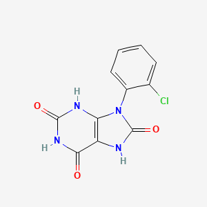 molecular formula C11H7ClN4O3 B14738225 9-(2-Chlorophenyl)-7,9-dihydro-1h-purine-2,6,8(3h)-trione CAS No. 5444-40-6