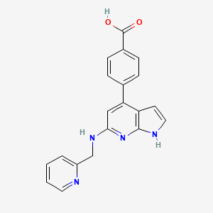 molecular formula C20H16N4O2 B1473823 4-{6-[(2-Pyridinylmethyl)amino]-1H-pyrrolo[2,3-b]pyridin-4-yl}benzoic acid CAS No. 1377872-06-4