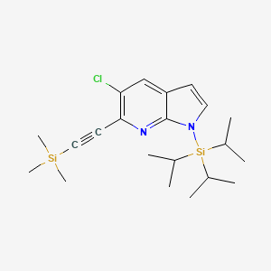 molecular formula C21H33ClN2Si2 B1473824 5-Chloro-1-(triisopropylsilyl)-6-((trimethylsilyl)ethynyl)-1H-pyrrolo[2,3-b]pyridine CAS No. 1305325-25-0