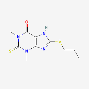 molecular formula C10H14N4OS2 B14738285 Theophylline, 8-propylthio-2-thio- CAS No. 4791-36-0