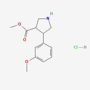 molecular formula C13H18ClNO3 B1473832 Methyl 4-(3-methoxyphenyl)-3-pyrrolidinecarboxylate hydrochloride CAS No. 2203716-71-4