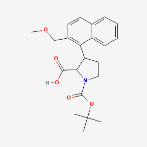molecular formula C22H27NO5 B1473836 1-(tert-Butoxycarbonyl)-3-[2-(methoxymethyl)-1-naphthyl]-2-pyrrolidinecarboxylic acid CAS No. 2197409-82-6