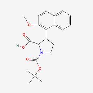 molecular formula C21H25NO5 B1473837 1-(tert-Butoxycarbonyl)-3-(2-methoxy-1-naphthyl)-2-pyrrolidinecarboxylic acid CAS No. 2197423-35-9