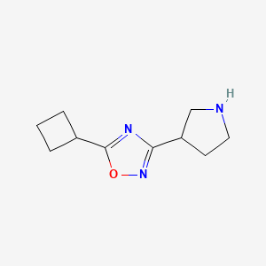 molecular formula C10H15N3O B1473839 5-Cyclobutyl-3-(pyrrolidin-3-yl)-1,2,4-oxadiazole CAS No. 1781587-23-2