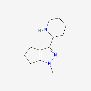 molecular formula C12H19N3 B1473840 1-Methyl-3-(piperidin-2-yl)-1,4,5,6-tetrahydrocyclopenta[c]pyrazole CAS No. 1780693-11-9
