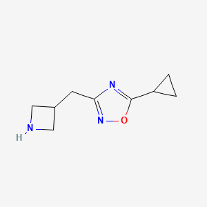 molecular formula C9H13N3O B1473841 3-(氮杂环丁-3-基甲基)-5-环丙基-1,2,4-恶二唑 CAS No. 1784483-78-8