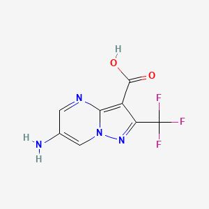 molecular formula C8H5F3N4O2 B1473842 6-氨基-2-(三氟甲基)吡唑并[1,5-a]嘧啶-3-羧酸 CAS No. 1784320-64-4