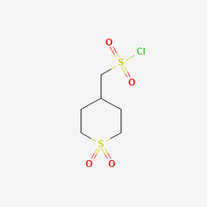 molecular formula C6H11ClO4S2 B1473843 (1,1-二氧代-1λ^6-硫杂环-4-基)甲磺酰氯 CAS No. 1784839-83-3