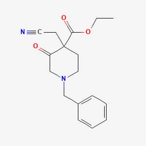 molecular formula C17H20N2O3 B1473850 1-苄基-4-(氰基甲基)-3-氧代哌啶-4-羧酸乙酯 CAS No. 1548292-80-3