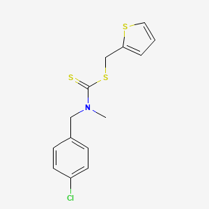 molecular formula C14H14ClNS3 B14738508 thiophen-2-ylmethyl N-[(4-chlorophenyl)methyl]-N-methylcarbamodithioate CAS No. 5459-96-1