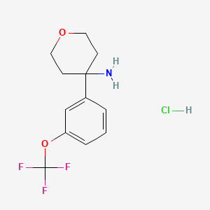 molecular formula C12H15ClF3NO2 B1473851 4-[3-(Trifluoromethoxy)phenyl]oxan-4-amine hydrochloride CAS No. 1795276-69-5