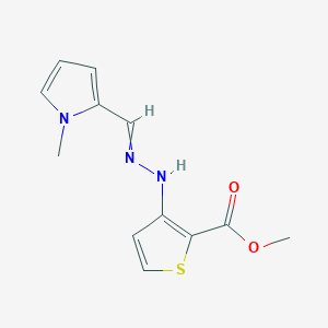 molecular formula C12H13N3O2S B14738546 Methyl 3-[2-[(1-methylpyrrol-2-yl)methylidene]hydrazinyl]thiophene-2-carboxylate CAS No. 5593-71-5