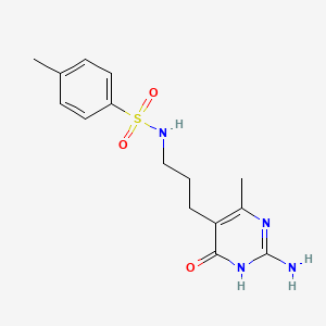 molecular formula C15H20N4O3S B14738569 N-[3-(2-Amino-6-methyl-4-oxo-1,4-dihydropyrimidin-5-yl)propyl]-4-methylbenzene-1-sulfonamide CAS No. 2954-20-3