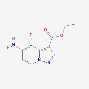 molecular formula C10H10FN3O2 B1473880 Ethyl 5-amino-4-fluoropyrazolo[1,5-a]pyridine-3-carboxylate CAS No. 1443538-37-1