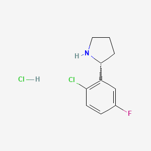 molecular formula C10H12Cl2FN B1473881 (R)-2-(2-chloro-5-fluorophenyl)pyrrolidine hydrochloride CAS No. 1443538-48-4