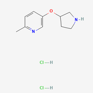 molecular formula C10H16Cl2N2O B1473885 2-Methyl-5-(pyrrolidin-3-yloxy)pyridine dihydrochloride CAS No. 1803592-70-2
