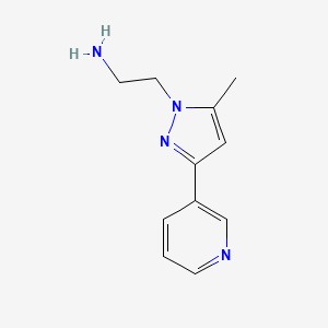 molecular formula C11H14N4 B1473911 2-(5-methyl-3-(pyridin-3-yl)-1H-pyrazol-1-yl)ethan-1-amine CAS No. 1541105-84-3