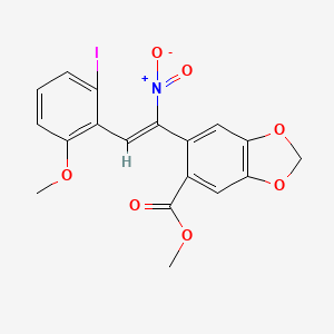 molecular formula C18H14INO7 B14739225 methyl 6-[(Z)-2-(2-iodo-6-methoxyphenyl)-1-nitroethenyl]-1,3-benzodioxole-5-carboxylate CAS No. 5025-62-7