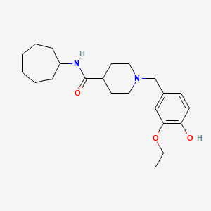 molecular formula C22H34N2O3 B14739347 N-cycloheptyl-1-(3-ethoxy-4-hydroxybenzyl)piperidine-4-carboxamide CAS No. 5830-15-9