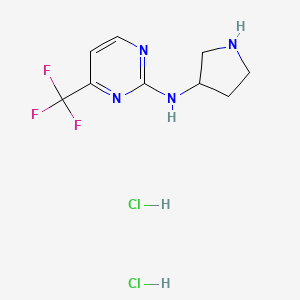 molecular formula C9H13Cl2F3N4 B1473942 N-(pyrrolidin-3-yl)-4-(trifluoromethyl)pyrimidin-2-amine dihydrochloride CAS No. 2098088-38-9