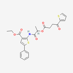 molecular formula C24H23NO6S2 B14739483 Ethyl 2-[2-(4-oxo-4-thiophen-2-yl-butanoyl)oxypropanoylamino]-5-phenyl-thiophene-3-carboxylate CAS No. 5749-75-7