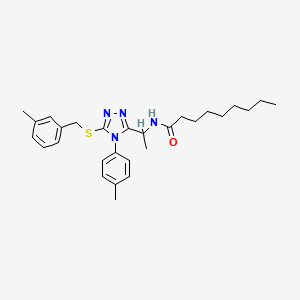 molecular formula C28H38N4OS B14739637 N-[1-[4-(4-methylphenyl)-5-[(3-methylphenyl)methylsulfanyl]-1,2,4-triazol-3-yl]ethyl]nonanamide CAS No. 5977-63-9