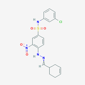 molecular formula C19H19ClN4O4S B14739708 N-(3-chlorophenyl)-4-(2-(1-cyclohex-3-enylmethylidene)hydrazinyl)-3-nitro-benzenesulfonamide CAS No. 5519-98-2