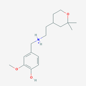 molecular formula C17H28NO3+ B14739745 2-(2,2-Dimethyloxan-4-yl)ethyl-[(4-hydroxy-3-methoxyphenyl)methyl]azanium CAS No. 5679-90-3