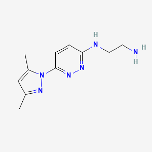 molecular formula C11H16N6 B1473981 N1-(6-(3,5-dimethyl-1H-pyrazol-1-yl)pyridazin-3-yl)ethane-1,2-diamine CAS No. 1706447-57-5