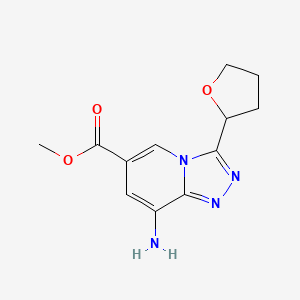 molecular formula C12H14N4O3 B1474056 Methyl 8-amino-3-(tetrahydrofuran-2-yl)-[1,2,4]triazolo[4,3-a]pyridine-6-carboxylate CAS No. 927802-15-1