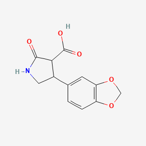 molecular formula C12H11NO5 B1474071 4-(1,3-Benzodioxol-5-yl)-2-oxo-3-pyrrolidinecarboxylic acid CAS No. 927802-31-1