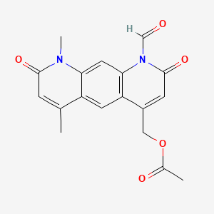 molecular formula C18H16N2O5 B14740967 Pyrido(3,2-g)quinoline-1(2H)carboxaldehyde, 8,9-dihydro-6,9-dimethyl-2,8-dioxo-4-(hydroxymethyl)-, acetate CAS No. 5978-63-2