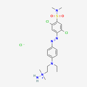 molecular formula C20H29Cl3N6O2S B14740974 Hydrazinium, 1-(2-((4-((2,5-dichloro-4-((dimethylamino)sulfonyl)phenyl)azo)phenyl)ethylamino)ethyl)-1,1-dimethyl-, chloride CAS No. 4882-68-2