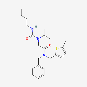 molecular formula C23H33N3O2S B14741260 N-Benzyl-N~2~-(butylcarbamoyl)-N-[(5-methylthiophen-2-yl)methyl]-N~2~-propan-2-ylglycinamide CAS No. 5918-66-1