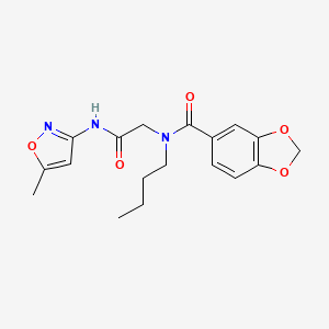 molecular formula C18H21N3O5 B14741337 N-butyl-N-[2-[(5-methyl-1,2-oxazol-3-yl)amino]-2-oxoethyl]-1,3-benzodioxole-5-carboxamide CAS No. 6004-83-7