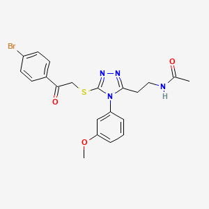 molecular formula C21H21BrN4O3S B14741521 N-{2-[5-{[2-(4-Bromophenyl)-2-oxoethyl]sulfanyl}-4-(3-methoxyphenyl)-4H-1,2,4-triazol-3-yl]ethyl}acetamide CAS No. 6315-37-3