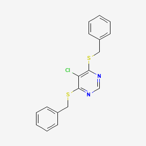 molecular formula C18H15ClN2S2 B14741635 4,6-Bis(benzylsulfanyl)-5-chloropyrimidine CAS No. 6303-53-3