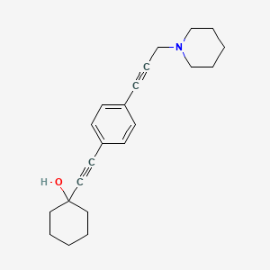 molecular formula C22H27NO B14741703 Cyclohexanol, 1-(2-(p-(3-piperidino-1-propynyl)phenyl)ethynyl)- CAS No. 5076-30-2