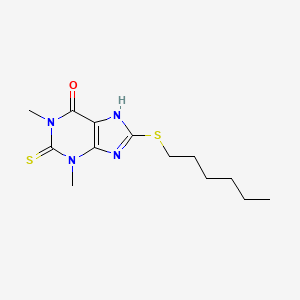 molecular formula C13H20N4OS2 B14741755 Theophylline, 8-hexylthio-2-thio- CAS No. 4869-71-0