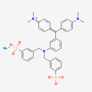 molecular formula C37H36N3NaO6S2 B14741782 Methanaminium, N-(4-((3-(bis((3-sulfophenyl)methyl)amino)phenyl)(4-(dimethylamino)phenyl)methylene)-2,5-cyclohexadien-1-ylidene)-N-methyl-, inner salt, sodium salt CAS No. 6505-31-3