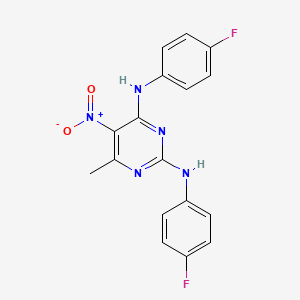 molecular formula C17H13F2N5O2 B14741877 N~2~,N~4~-Bis(4-fluorophenyl)-6-methyl-5-nitropyrimidine-2,4-diamine CAS No. 1525-17-3