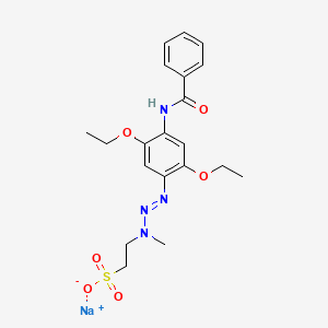 molecular formula C20H25N4NaO6S B14741888 Ethanesulfonic acid, 2-[3-[4-(benzoylamino)-2,5-diethoxyphenyl]-1-methyl-2-triazenyl]-, monosodium salt CAS No. 5165-82-2