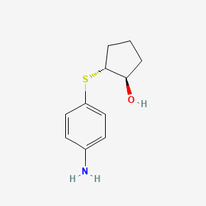 molecular formula C11H15NOS B1474194 (1R,2R)-2-[(4-aminophenyl)sulfanyl]cyclopentan-1-ol CAS No. 2165665-38-1