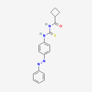 molecular formula C18H18N4OS B14742278 N-[(4-phenyldiazenylphenyl)carbamothioyl]cyclobutanecarboxamide CAS No. 6487-37-2