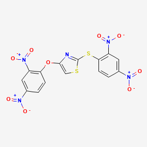 molecular formula C15H7N5O9S2 B14742283 4-(2,4-Dinitrophenoxy)-2-(2,4-dinitrophenyl)sulfanyl-1,3-thiazole CAS No. 6331-84-6